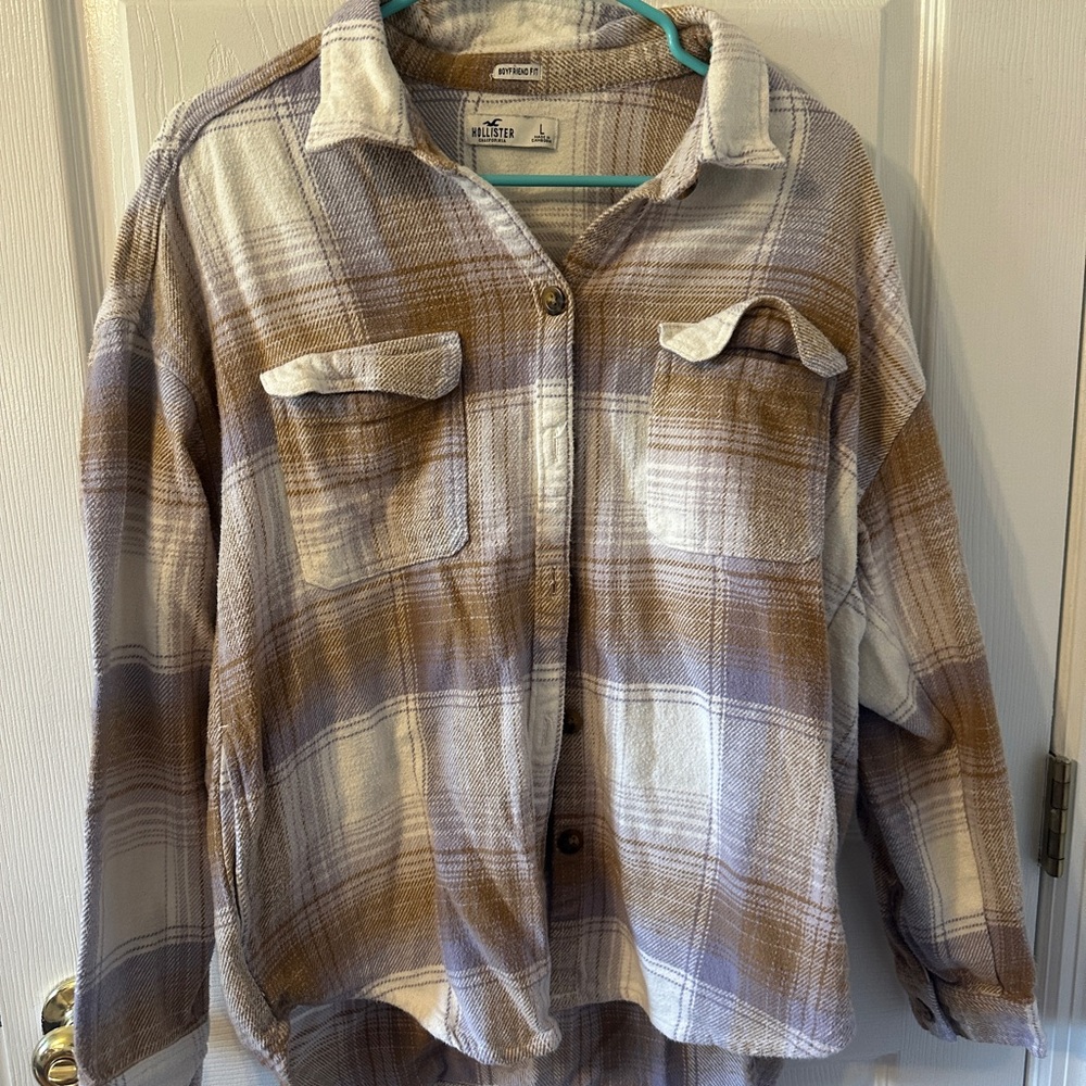 Hollister Brown and Cream Plaid Shirt